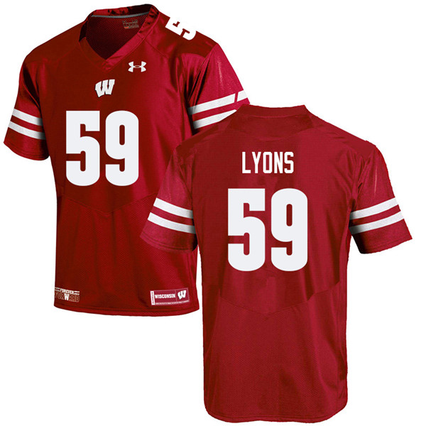 Men #59 Andrew Lyons Wisconsin Badgers College Football Jerseys Sale-Red - Click Image to Close